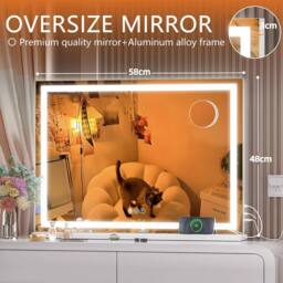 Dprodo 58cm x 45cm 3 Color Dimmable Vanity Mirror with Lights in Natural White - Size: 1 Pack - thumbnail 2