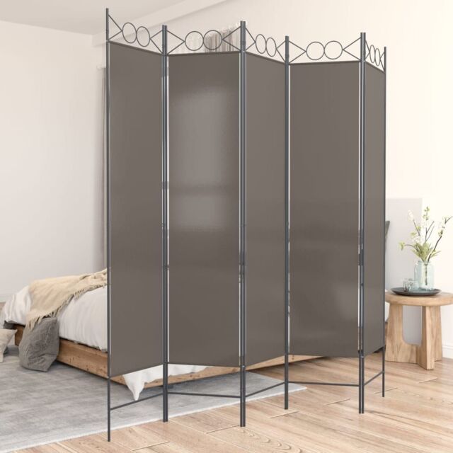 Berkfield Home 5-Panel Room Divider Anthracite 200x200 cm Fabric in Black - image 1