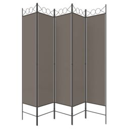 Berkfield Home 5-Panel Room Divider Anthracite 200x200 cm Fabric in Black - thumbnail 5