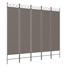 Berkfield Home 5-Panel Room Divider Anthracite 200x200 cm Fabric in Black - thumbnail 2