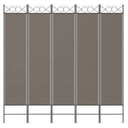 Berkfield Home 5-Panel Room Divider Anthracite 200x200 cm Fabric in Black - thumbnail 3