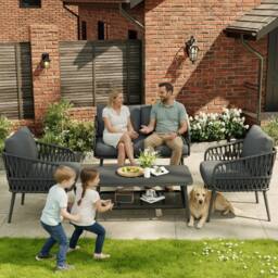 Merax 4 Seater Rope Patio Sofa Set with Storage Coffee Table for Garden in Grey - thumbnail 8