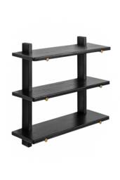 MH London Wall Mounted Shelf, 3-Tier Floating Shelves, Display Shelf in Solid Wood - Oliver in Black - thumbnail 2