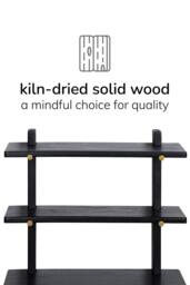 MH London Wall Mounted Shelf, 3-Tier Floating Shelves, Display Shelf in Solid Wood - Oliver in Black - thumbnail 6
