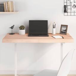 Berkfield Home Table Top 100x50x(2-6) cm Untreated Solid Wood Oak in Light Tan - thumbnail 2