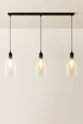 ValueLights Kira Glass Cloche Dome 3 Drop Bar Diner Ceiling Pendant Light in Black - thumbnail 3