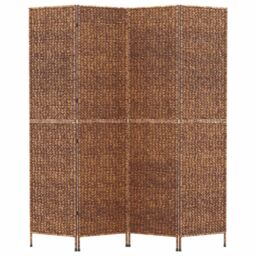 Berkfield Home Room Divider 4-Panel Brown 163x180 cm Water Hyacinth - thumbnail 3
