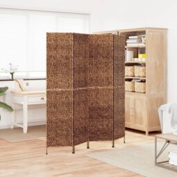 Berkfield Home Room Divider 4-Panel Brown 163x180 cm Water Hyacinth - thumbnail 1
