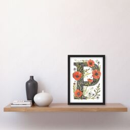 Artery8 Women's Wall Art Print Letter P for Poppy Bouquet Bloom Watercolour Rustic Floral Word Art Framed Poster - Size: A4 - thumbnail 4