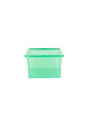Wham Crystal 5 x 45L Stackable Plastic Storage Boxes with Lids in Green - thumbnail 4