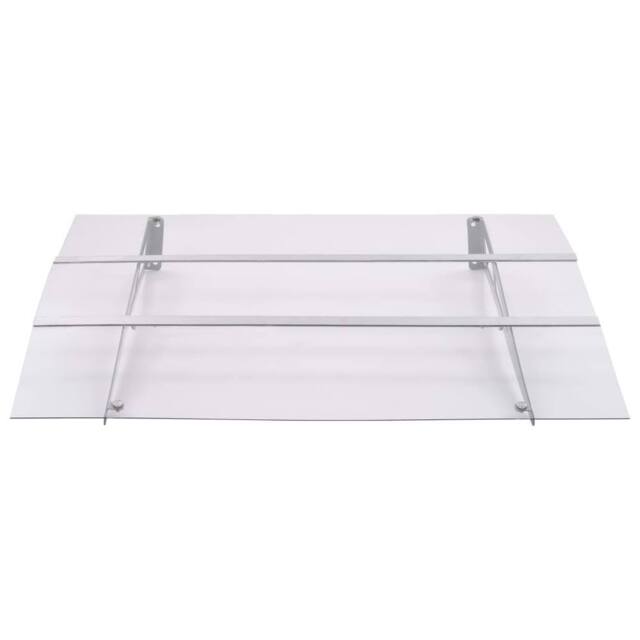 Berkfield Home Door Canopy Silver & Transparent 120x90 cm Polycarbonate - image 1