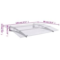 Berkfield Home Door Canopy Silver & Transparent 120x90 cm Polycarbonate - thumbnail 6