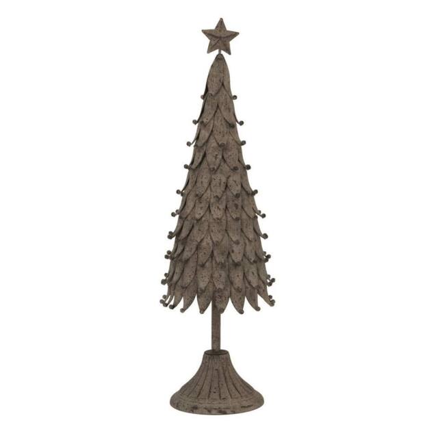 Lemon Pavilion Furniture and Decor Medium Rustic Decorative Tree with Star - L10xW14xH45 cm - Silver in White