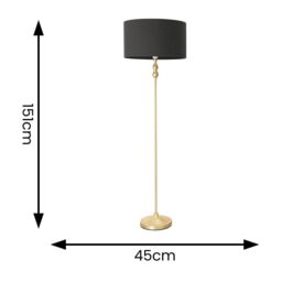 ValueLights Maggie Gold Metal Candlestick Floor Lamp with Fabric Lamp Shade in Charcoal - thumbnail 6