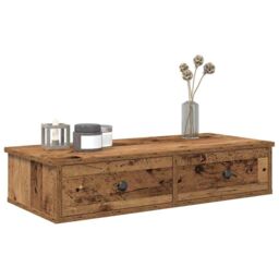 Berkfield Home Wall Shelf with Drawers Old Wood 80x31x17 cm Engineered Wood in Brown - Size: 80 x 31 x 17 cm - thumbnail 1