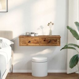 Berkfield Home Wall Shelf with Drawers Old Wood 80x31x17 cm Engineered Wood in Brown - Size: 80 x 31 x 17 cm - thumbnail 3