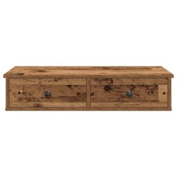 Berkfield Home Wall Shelf with Drawers Old Wood 80x31x17 cm Engineered Wood in Brown - Size: 80 x 31 x 17 cm - thumbnail 4