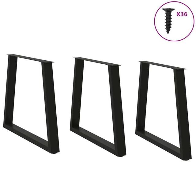 Berkfield Home Modern Dining Table Legs V-Shape 3 pcs Black 70x(72-73.3) cm Steel - image 1