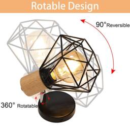Pheashine Retro Wall Sconce Pair E27 Indoor Light in Brown - thumbnail 2