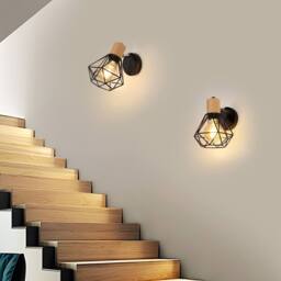 Pheashine Retro Wall Sconce Pair E27 Indoor Light in Brown - thumbnail 4