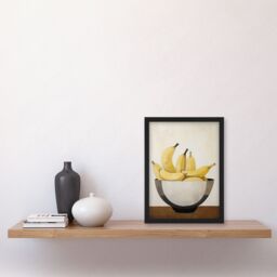 Artery8 Wall Art Print Banana Bowl Minimalist Painting Still Life Simple Kitchen Framed Art in Yellow - Size: A4 - thumbnail 4