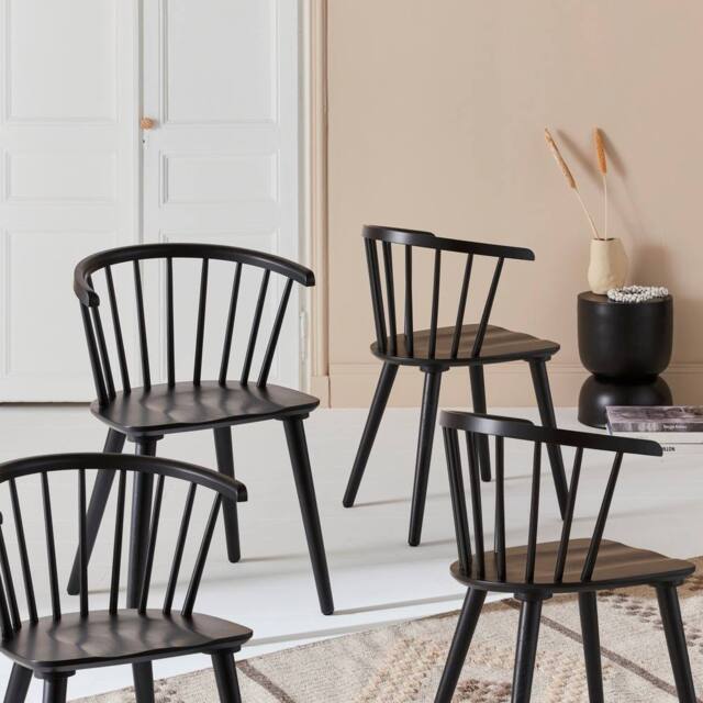 sweeek Set Of 4 Wooden & Plywood Chairs in Black - image 1