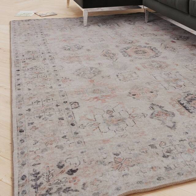 Kukoon Ivory Distressed Soft Pile Living Room Area Rug Bedroom Floor Mat - Size: 160 cm x 230 cm - image 1