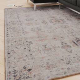 Kukoon Ivory Distressed Soft Pile Living Room Area Rug Bedroom Floor Mat - Size: 160 cm x 230 cm - thumbnail 1