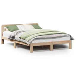 Berkfield Home Bed Frame without Mattress 150x200 cm King Size Solid Wood Pine in Natural - thumbnail 1