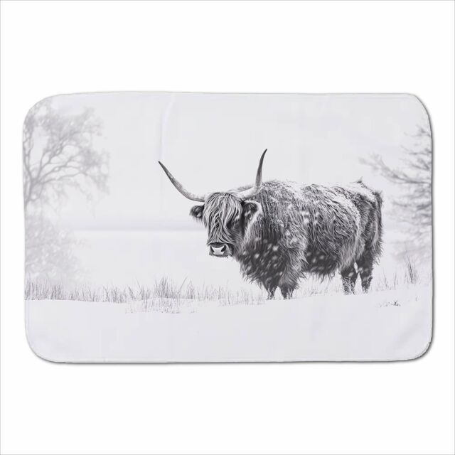 Warren Reed - Designer Snowy Black & White Highland Cow Sherpa Blanket - Size: Large - image 1