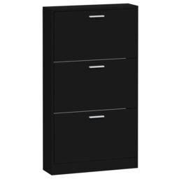 Berkfield Home Shoe Cabinet Black 59x17x108 cm Engineered Wood - Size: 59 x 17 x 108 cm - thumbnail 5