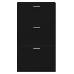 Berkfield Home Shoe Cabinet Black 59x17x108 cm Engineered Wood - Size: 59 x 17 x 108 cm - thumbnail 6