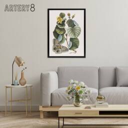 "Artery8 Ketmia Hibiscus Flower & Butterfly Catesby Black Framed Canvas Art - Size: W12"" x H16""" - thumbnail 3