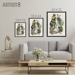 "Artery8 Ketmia Hibiscus Flower & Butterfly Catesby Black Framed Canvas Art - Size: W12"" x H16""" - thumbnail 4