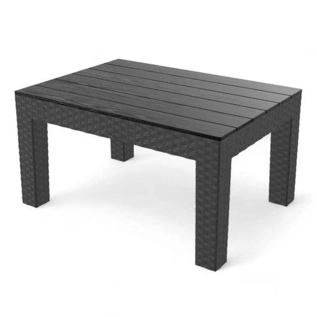 Nordara Black Rattan Effect Garden Side Table Outdoor Coffee - Size: 100 cm x 60 cm - image 1
