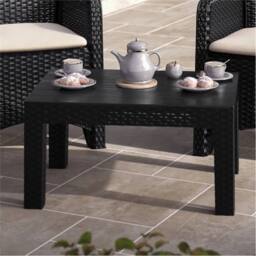 Nordara Black Rattan Effect Garden Side Table Outdoor Coffee - Size: 100 cm x 60 cm - thumbnail 3