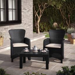 Nordara Black Rattan Effect Garden Side Table Outdoor Coffee - Size: 100 cm x 60 cm - thumbnail 4
