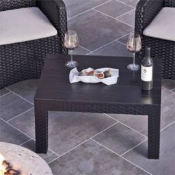 Nordara Black Rattan Effect Garden Side Table Outdoor Coffee - Size: 100 cm x 60 cm - thumbnail 5
