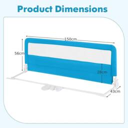 Gymax Folding Baby Bed Rail Height Adjustable Bed Guard With Fastening Belt in Blue - thumbnail 3