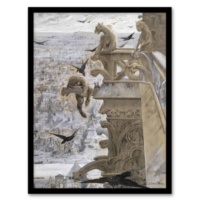Artery8 Luc Olivier Merson Notre Dame Paris France Framed Wall Art Print in Grey - Size: A4 - image 1