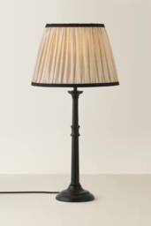 ValueLights Clara Candlestick Table Lamp with Linen Pleated Lamp Shade & Bulb in Black - thumbnail 3