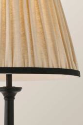 ValueLights Clara Candlestick Table Lamp with Linen Pleated Lamp Shade & Bulb in Black - thumbnail 4
