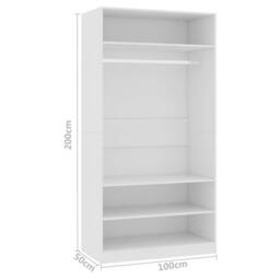 Berkfield Home Wardrobe White 100x50x200 cm Engineered Wood - Size: 100 x 50 x 200 cm - thumbnail 7
