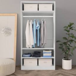 Berkfield Home Wardrobe White 100x50x200 cm Engineered Wood - Size: 100 x 50 x 200 cm - thumbnail 1