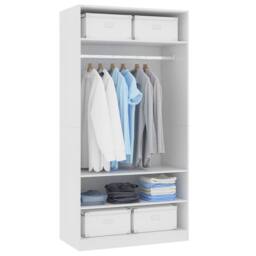 Berkfield Home Wardrobe White 100x50x200 cm Engineered Wood - Size: 100 x 50 x 200 cm - thumbnail 4