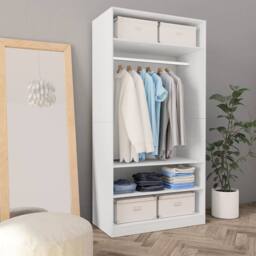 Berkfield Home Wardrobe White 100x50x200 cm Engineered Wood - Size: 100 x 50 x 200 cm - thumbnail 2