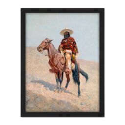 "Artery8 Wall Art Print Remington Mexican Vaquero Horseman Painting Large Framed Wall Décor Art in Brown - Size: W18"" x H24""" - thumbnail 1