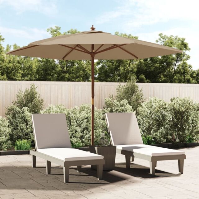 Berkfield Home Garden Parasol with Wooden Pole Taupe 299x240 cm - image 1