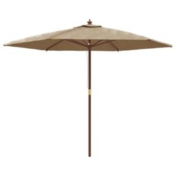 Berkfield Home Garden Parasol with Wooden Pole Taupe 299x240 cm - thumbnail 2