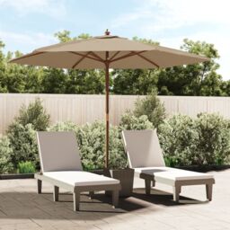 Berkfield Home Garden Parasol with Wooden Pole Taupe 299x240 cm - thumbnail 1